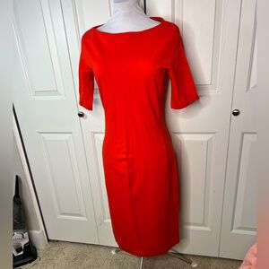 Zara Women Vibrant Red Bodycon Mid Sleeve Dress Size L